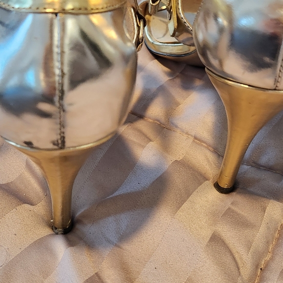 MICHAEL KORS silver/gold Gladiator lamee heels 9.5 - Picture 4 of 4